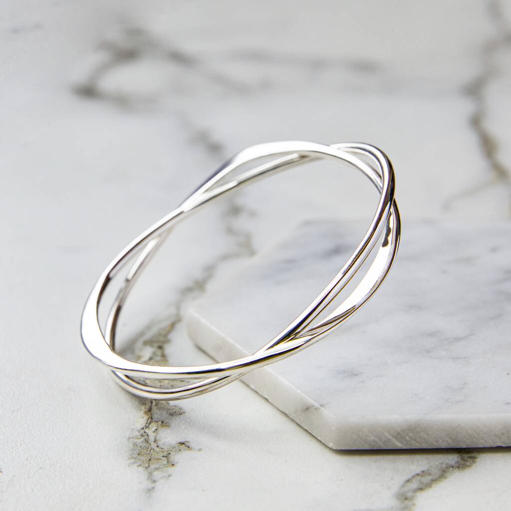 Curve Infinity Solid Silver Bangle, 1 of 10
