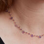 Amethyst Beaded Gold Plated Silver Short Chain Necklace, thumbnail 4 of 11