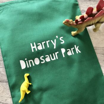 Personalised Dinosaur Park Travel Play Mat Bag, 2 of 5