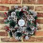 Personalised Hessian, White Pine And Red Berry Wreath, thumbnail 1 of 2