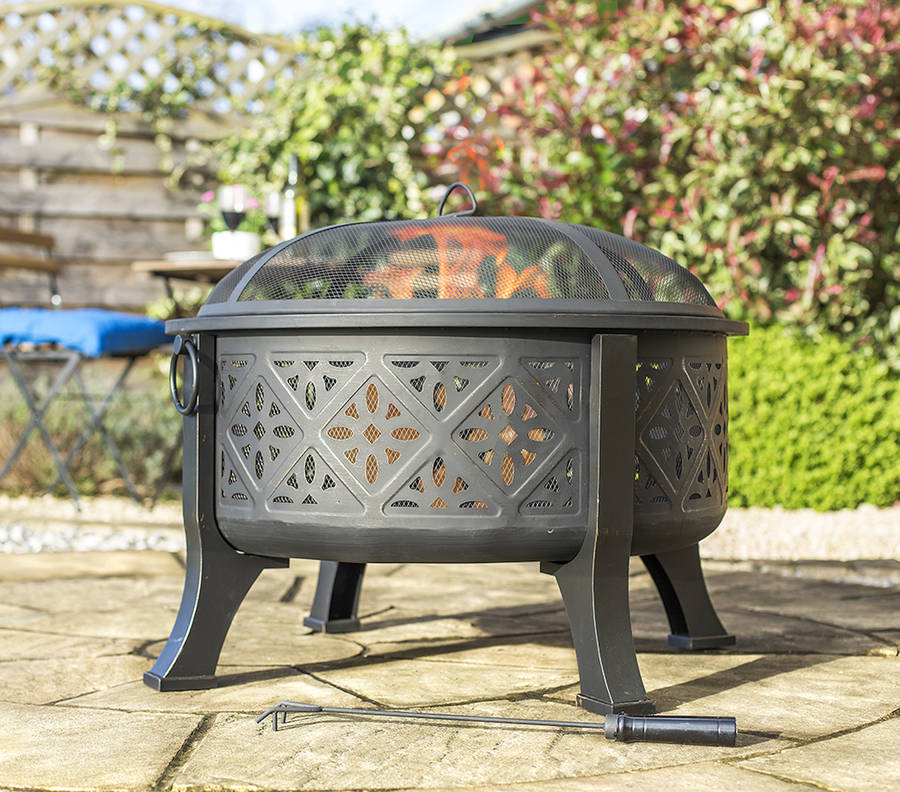Moroccan Pattern Deep Bowl Firepit With Grill, 1 of 8