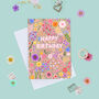 Floral Birthday Card For Women, Pink Flowers, For Her, thumbnail 1 of 3