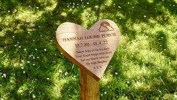 Engraved Oak Heart Shaped Memorial Plaque, 2 of 4