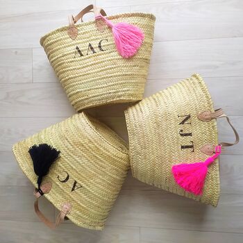 Personalised Straw Shopping Or Beach Basket, 2 of 6