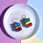 Book Stack Polymer Clay Rainbow Dangle Earrings, thumbnail 3 of 5