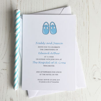 Baby Shoes Christening Invitation, 4 of 10