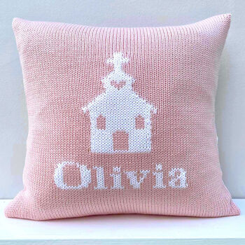 Personalised Knitted Christening Cushion, 5 of 9