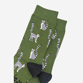 Lemur Bamboo Socks Men's Khaki Green, 3 of 4