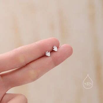 Tiny Hand Stud Earrings In Sterling Silver, 3 of 10