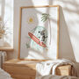 Whimsical Surfing Zebra Children's Art Print, thumbnail 3 of 3