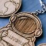 Personalised Space Themed Wooden Keyring | Astronaut, Rocket, Moon And Ufo Name Charm, thumbnail 3 of 9