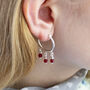 Triple Birthstone Huggie Hoop Earrings, thumbnail 3 of 12