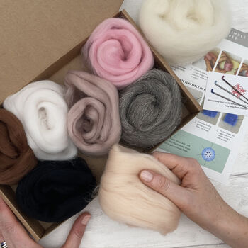 Needle Felting Starter Kit Natural. 100% Wool Fibres, 3 of 8