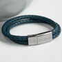 Personalised Men's Dual Leather Woven Bracelet In Teal, thumbnail 1 of 5