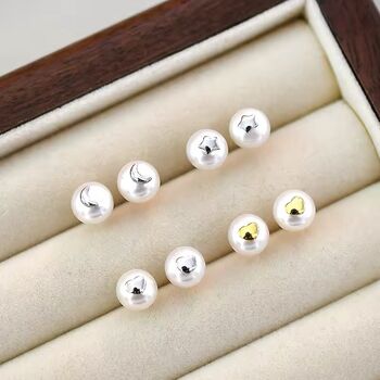 Sara Ivory Silver Pearl Love Galaxy Charm Gift Earrings, 5 of 7