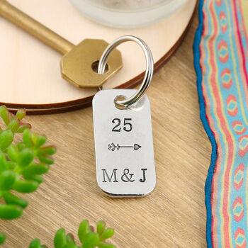 25th Anniversary Couples Gift Milestone Keyring, 4 of 4
