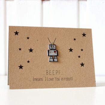 Beep Means I Love You, Robot Anniversary Card, 3 of 5