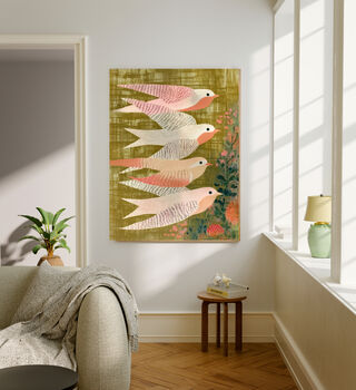 Flying Swallows Flower Art Print, 5 of 5