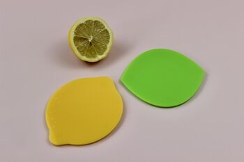 Cute Lemon Drinks Coaster Set Of Two With Leaf, 4 of 7