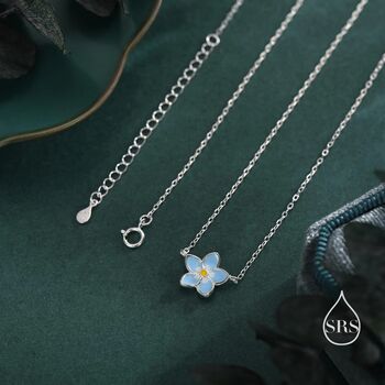 Sterling Silver Forget Me Not Flower Pendant Necklace, 5 of 12