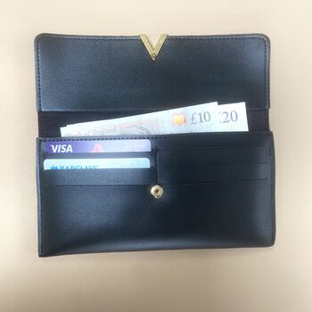 Women's Vegan Long Wallet With Zip Compartment, 7 of 12