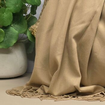 Super Soft Plain Pashmina Style Scarf In Tan, 3 of 3
