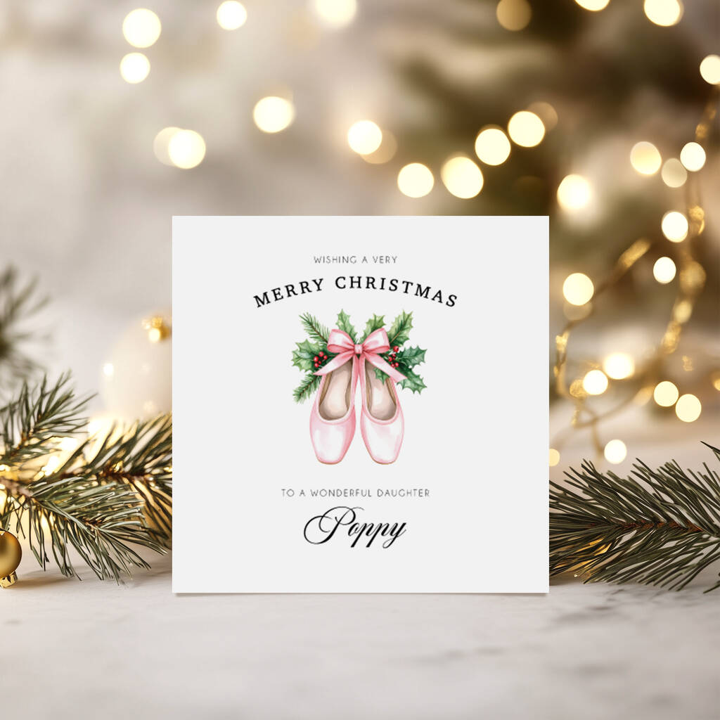 Ballet Shoes Christmas Card For Granddaughter, Daughter Or Niece, 1 of 2