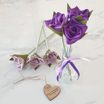 Handmade Personalised 12th Anniversary Silk Roses Vase, 2 of 3