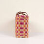 Chequered Reed Basket, Pink + Orange, thumbnail 4 of 6