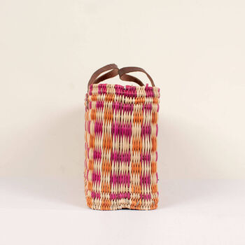 Chequered Reed Basket, Pink + Orange, 4 of 6