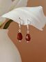 Red Agate Pomegranate Seed Sterling Silver Earrings, thumbnail 1 of 8