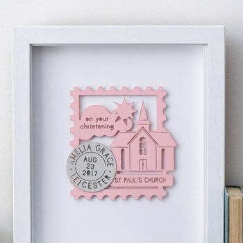 Personalised Paper Cut Christening Wedding Framed Print, 3 of 4