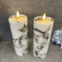 20cm Marbled Grey LED Pillar Candle – Real Wax, thumbnail 6 of 12