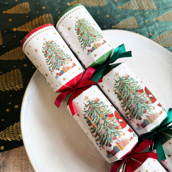 Festive Santa Christmas Tree Luxury Christmas Crackers Set Of Six, 5 of 6