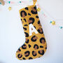 Leopard Print Monogram Christmas Stocking, thumbnail 1 of 3