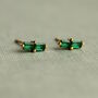 Cut Emerald Baguette Gold Studs, thumbnail 1 of 5