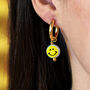 Vegan Pearl Smiley Hoop Earrings, thumbnail 2 of 10