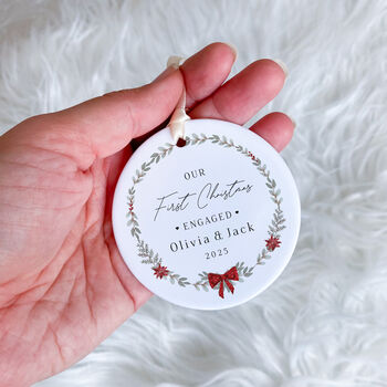 Personalised Our First Christmas Engaged Gift Ornament, 3 of 7