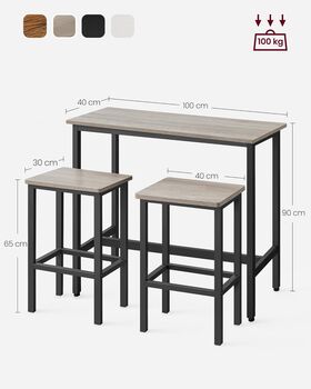Dining Table Set Bar Stools Industrial Steel Frame, 11 of 12