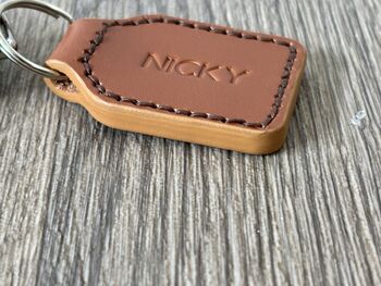 Personalised Leather Keyring, Tan, 4 of 8