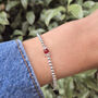 Sterling Silver Single Ruby July Bead Birthstone Stretch Bracelet Gift, thumbnail 2 of 5