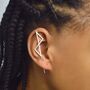 Geometric White Topaz Rose/Gold Plated Drop Earrings, thumbnail 3 of 10