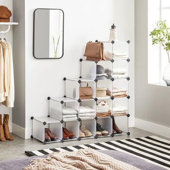 Spacious Interlocking Shoe Rack Storage Organiser Shelves, 6 of 12
