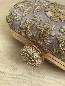 Purple Pearl Oval Clutch Bag, 6 of 9