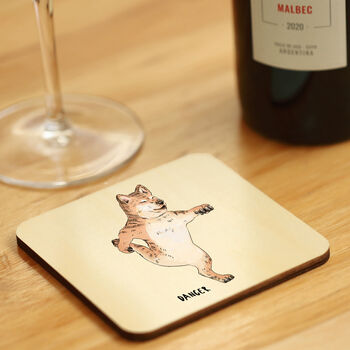 Personalised Dog Yoga Wooden Coaster Set, 2 of 8