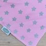 Bandana Dribble Bib Pink With Silver Glitter Stars, thumbnail 2 of 2