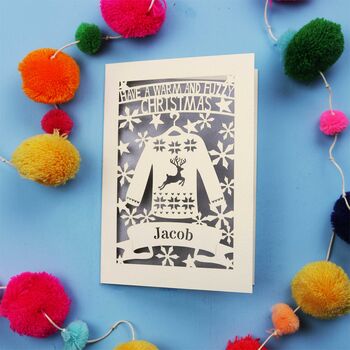 Personalised Papercut Christmas Jumper Card, 10 of 10