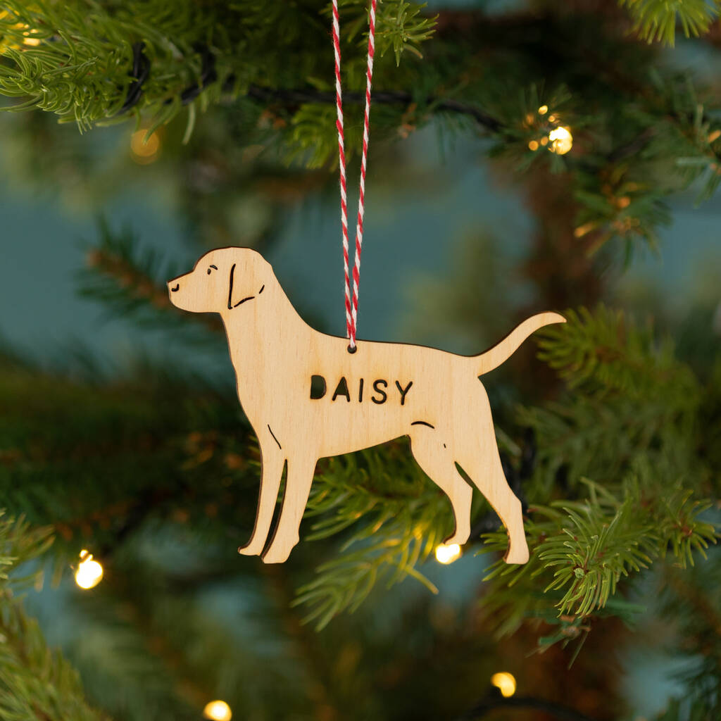 Personalised Wooden Dog Christmas Decoration, 1 of 2