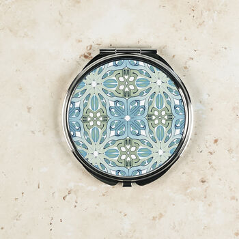 Art Deco Blue Green Compact Mirror And Lens Cloth Set, 11 of 12
