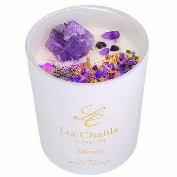 Luxury Lavender Soy Candle With Amethyst Crystals, 2 of 10